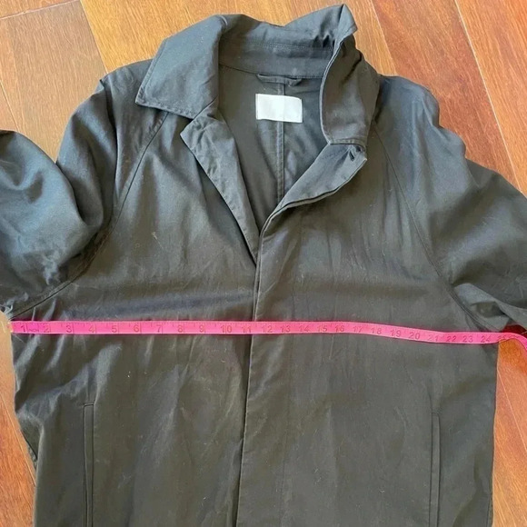 OAK + FORT Black Trench Coat Button Down Jacket Oversized Cotton Blend - Picture 7 of 8